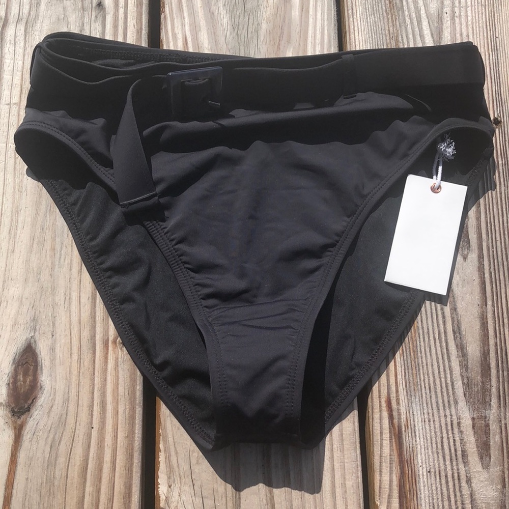 NWT Good American Showoff Medium Coverage Bikini Bottoms In Black Size 3/ L